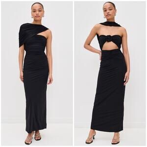 NWT Maygel Coronel Maxi Dress XS S Black $570 Reversible Convertible Cutout